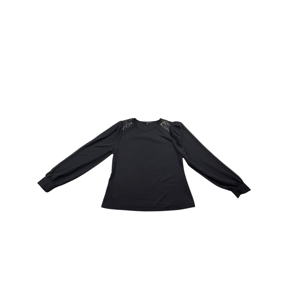 Marc New York Andrew Marc Black Studded‎ Shoulder Blouse Top Large